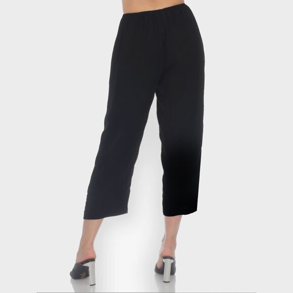 Pineapple Moon Pants - Pineapple Moon 100% Silk Black Cropped Capri Pants